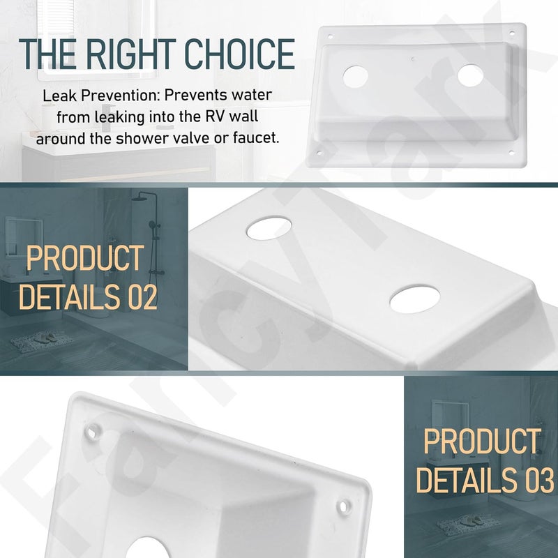FancyTark White Faucet Bezel Stand Off Faucet Cover for RV Caravans Shower RV Camper Trailer Shower Plate Replacement Part - Image 3